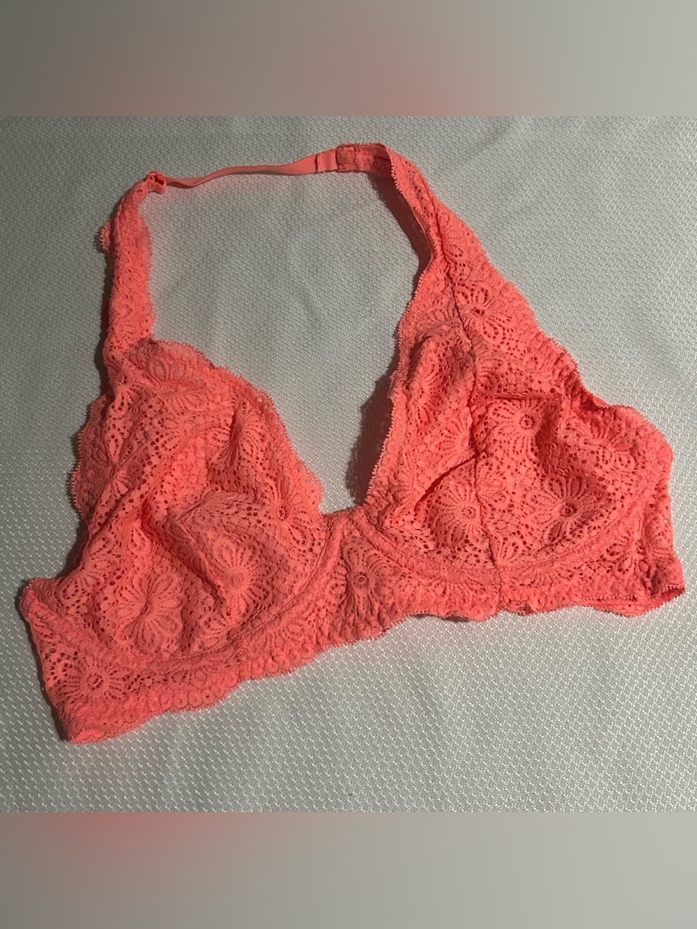 aerie Coral Lace Halter Bralette